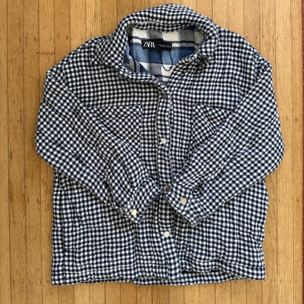 Zara Black and White Plaid Shirt